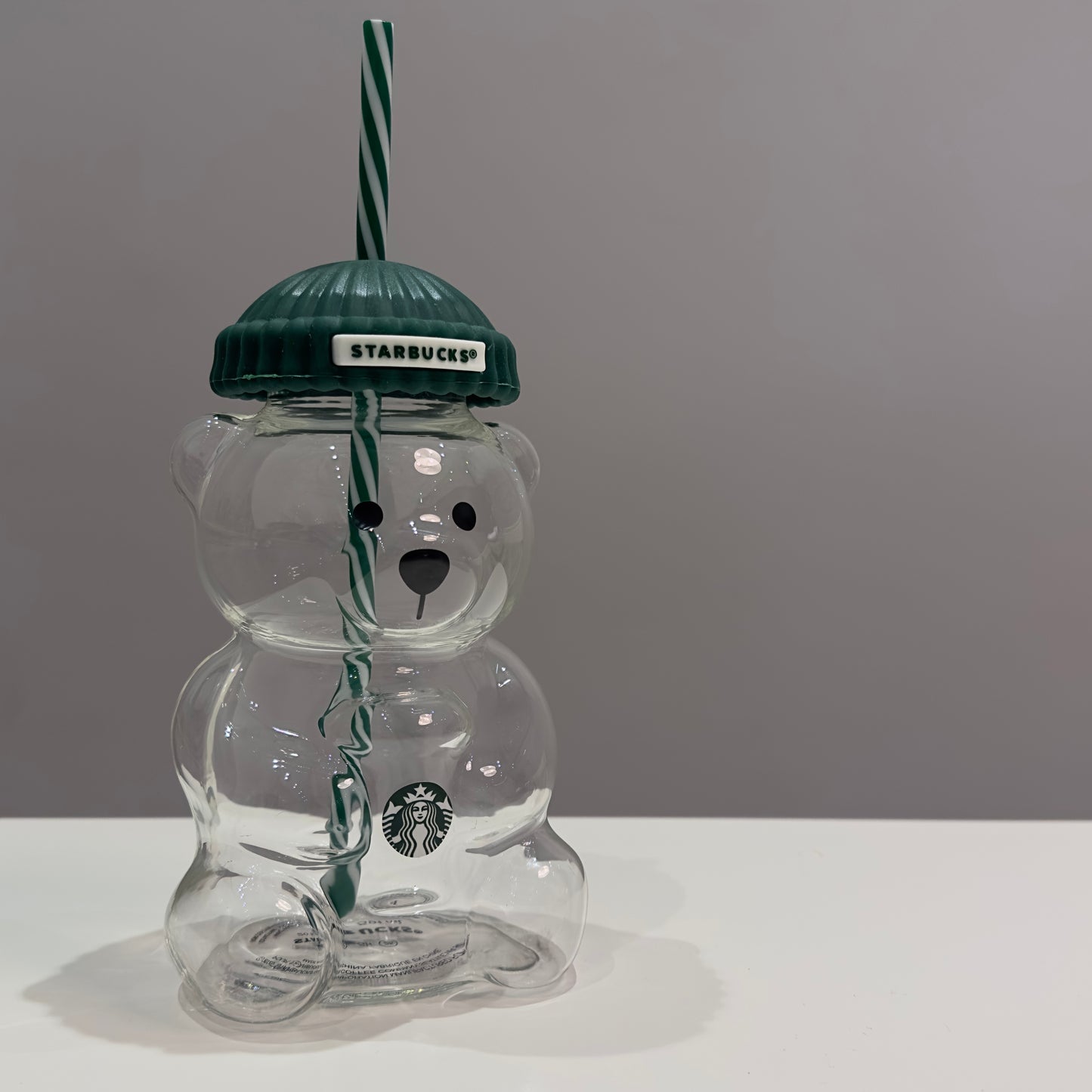  كوب زجاجي بتصميم دب مع غطاء